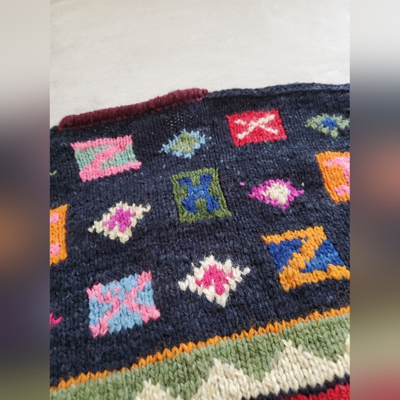 Vtg Wool Cardigan Sweater Womens Medium Aztec 90s Colorful - Picture 7 of 13